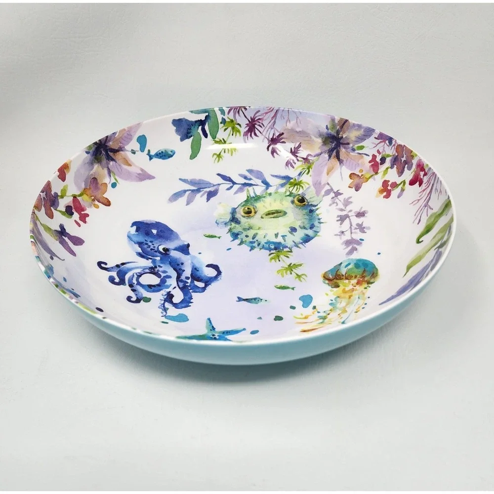 Pier 1 Imports Large Melamine Serving Bowl Ocean Life 12